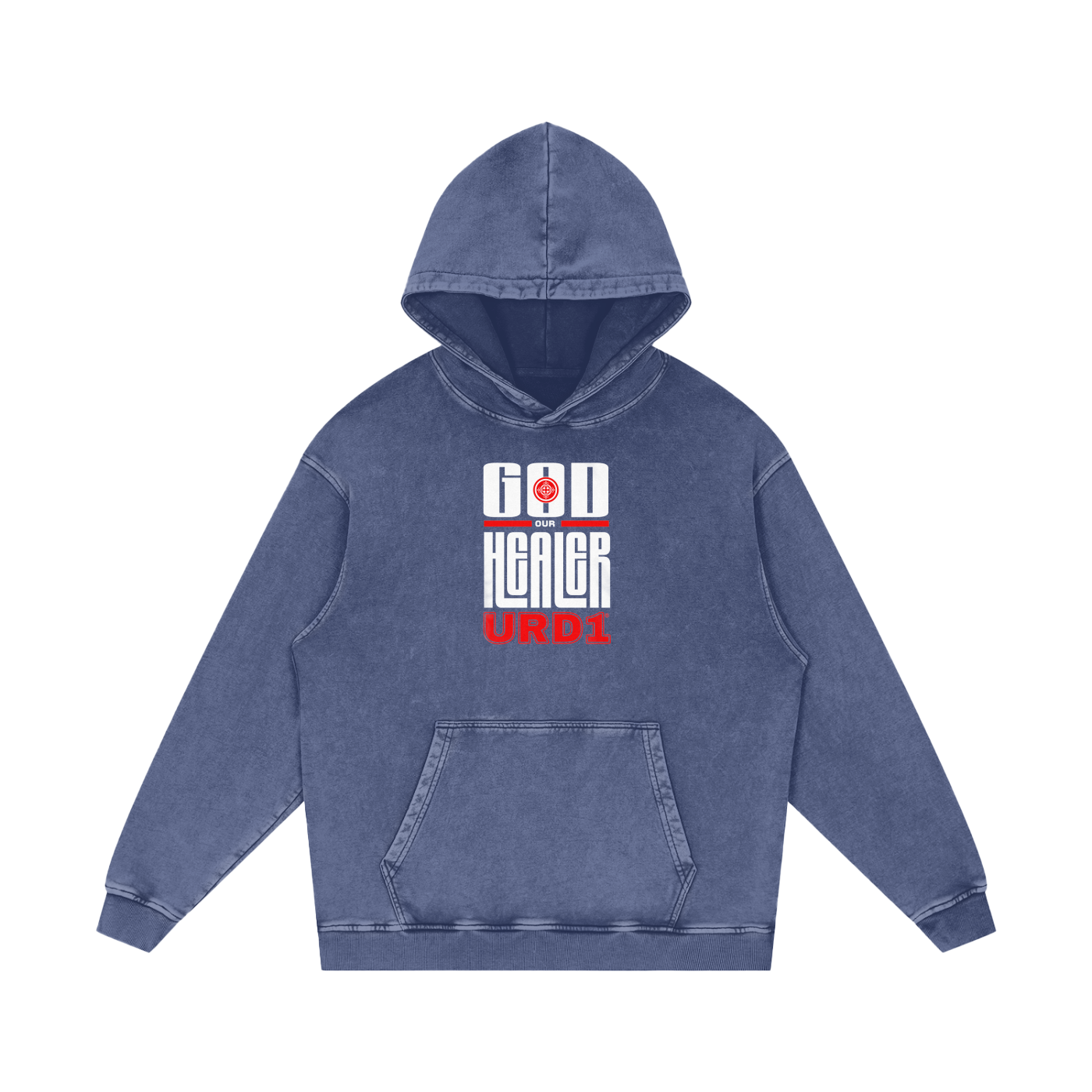 URD1 - "GOD OUR HEALER" - Acid Wash Oversize Hoodie