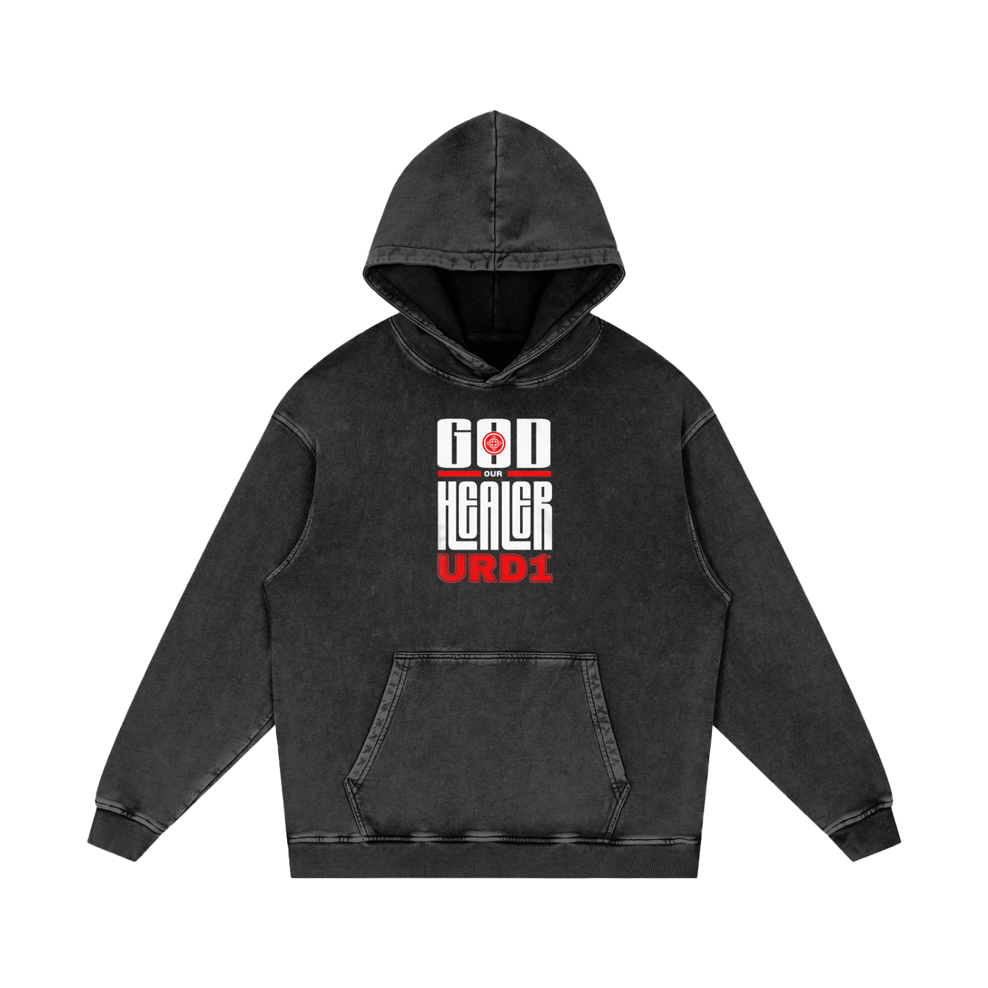 URD1 - "GOD OUR HEALER" - Acid Wash Oversize Hoodie